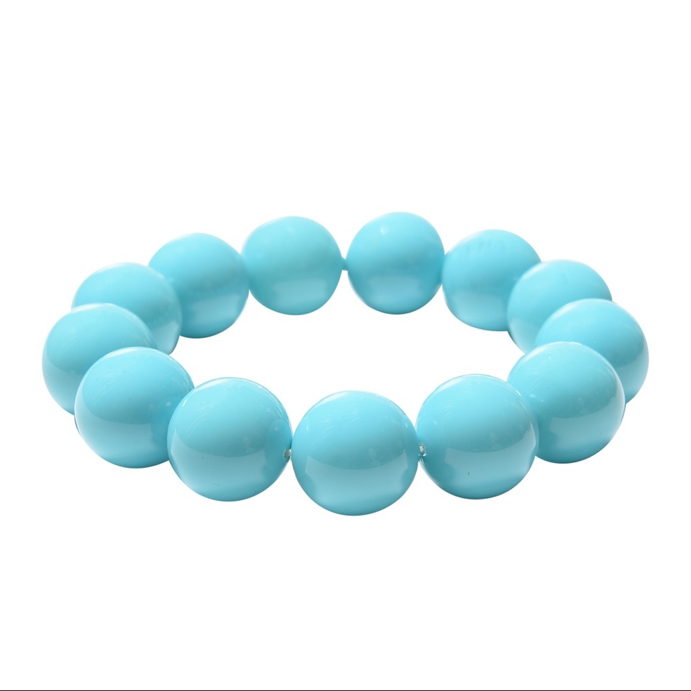 Bracelet Sleeping Beauty Turquoise Color Chunky Shell Pearl Beaded Stretch